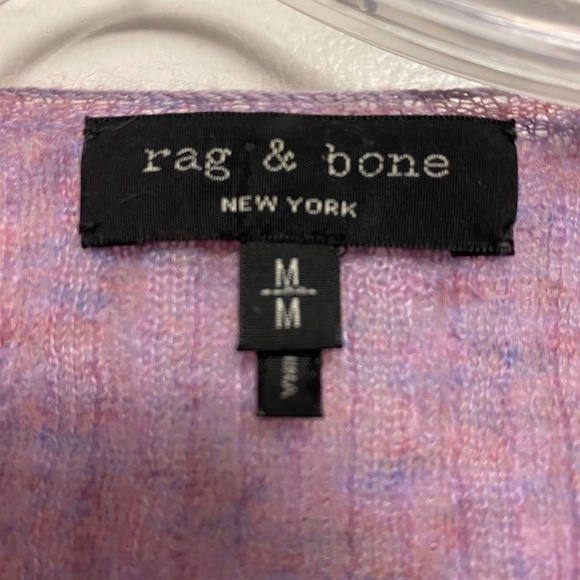 RAG & BONE mauve ribbed v-neck sweater, size M - Picture 3 of 3